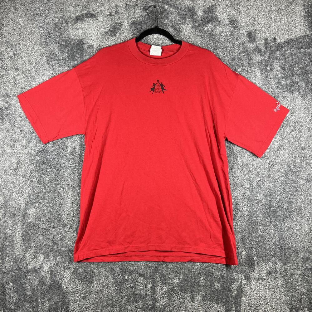 Starbucks Shirt Mens L Red Blend Graphic Crew Neck Christmas Holidays Coffee